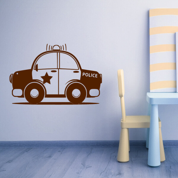 Veselá Stena Samolepka Autíčko policajné Farba: hnědá, Veľkosť: 80 x 50 cm