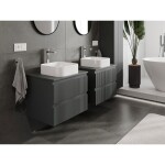 MEXEN/S - Rivel kúpeľňová skrinka pod umývadlo 60 cm s doskou, 2 zásuvky, reliéf, grafit mat 91A20-06047-2-BFFC66