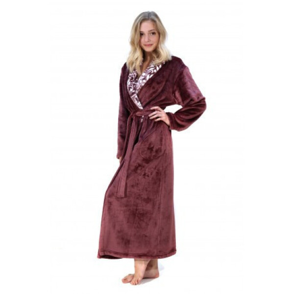 Dámsky župan FLORA so šálovým golierom 2556 4853 bordový s bielou - Vestis S vínoví-bílá