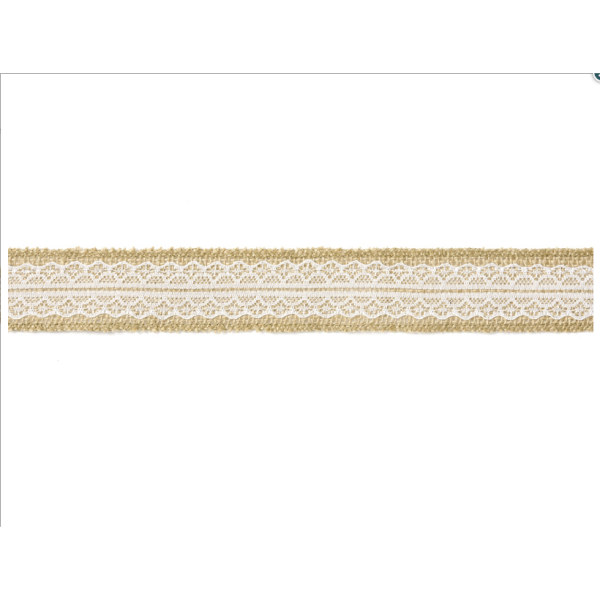 Jutová stuha s krajkou 4x500 cm - PartyDeco - PartyDeco