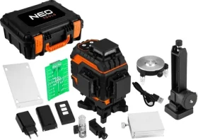Neo Tools 3D laser 16 línií zelený / Krížový laser / kufor / magnetický držiak / nabíjačka (TOP-75-141)