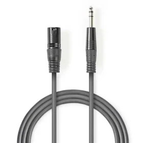 Nedis Vyvážený Audio kábel XLR 3pinový (M) - jack 6.35 mm (M) 1.50 m tmavo šedá (COTH15100GY15)