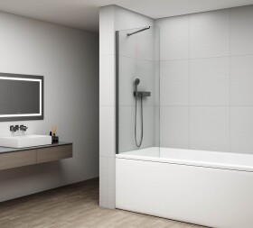 POLYSAN - FISA vaňová zástena 700x1500, gun metal, číre sklo FS1072-GM
