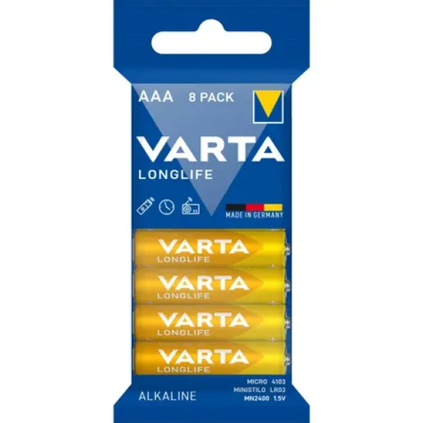 Varta Longlife Batéria AAA 8ks / 1.5V / alkalická / v blistri (168604)