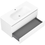 MEXEN/S - Rivel kúpeľňová skrinka 100 cm s umývadlom Vela, 2 zásuvky, reliéf, biela mat 91A20-10047-2-BFF01-W23M01