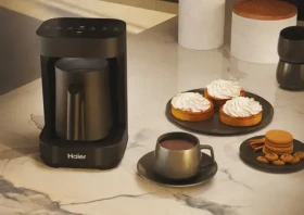 Haier HMB5A 011 čierny / Napeňovač mlieka a horúcich nápojov / 700 W / 0,35 l / dotykové ovládanie (100002100899)