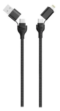 2GO čierna / Nabíjací kábel 4v1 / USB-A, USB-C - USB-C, Lightning / 1,2 m (797369)