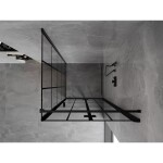 MEXEN/S - Mist-F sprchovací kút skladacie dvere pravá 90 x 90, čierna kratka, čierna 8A6T-090-090-70-77-P