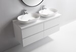 CERANO - Kúpeľňová skrinka Carole + doska pod umývadlo Navira Pro - 36 mm - biela matná - 120x51,6x46 CER-668264