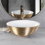 REA - Umývadlo na dosku STELLA Gold Brush / White REA-U9087