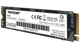 Patriot P310 240GB M.2 2280 SSD IOPS: 280K 250K M.2 PCIe 3.0