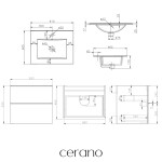 CERANO - Kúpeľňová skrinka Velora - čierna matná, úchytka čierna + keramické umývadlo Todo - 61x55x46,5 CER-664897
