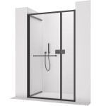 CERANO - Sprchové posuvné dvere Versaro L/P - 6 mm - čierna matná, transparentné sklo - 150x195 - zasúvacie CER-8050BD80335