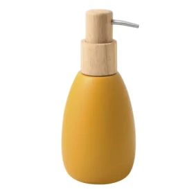 Spirella Sven dávkovač mydla žltý / polyresin / drevo / 260 ml (7610583218513)