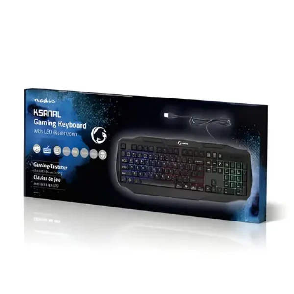 Nedis US herná klávesnica / Membránová klávesnica / LED podsvietenie / USB / 1,5 m / US (GKBD100BKUS)