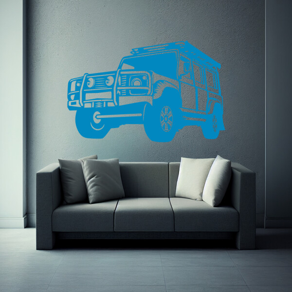 Veselá Stena Samolepka Auto Land Rover Defender Farba: modrá, Veľkosť: 60 x 40 cm
