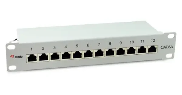 Equip 326523 šedá / Patch panel / 10" / 12x RJ45 / Cat6a tienený / 1U (326523)