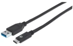 Manhattan čierna / Kábel / USB-C - USB-A / USB 3.2 Gen 2 10 Gbit/s / 1 m (353373)