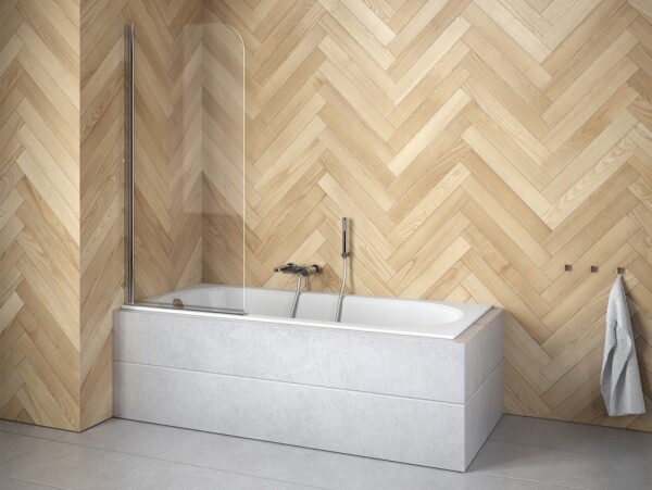 BESCO - Vaňová zástena PRIME 1 - FARBA rámu - Chróm / Leštený hliník (ALU), Rozmer A - 70 cm, Smer zatvárania - Univerzálne Ľavé / Pravé, Výplň - Číre bezpečnostné sklo - 5 mm BCPRIM70CC