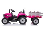 Mamido Elektrický traktor s vlečkou ružový