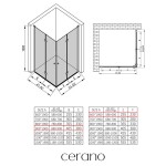 CERANO - Sprchovací kút Volpe Duo Ľ/P - 6 mm - chróm, transparentné sklo - 90x60x190 - zalamovacie CER-480181