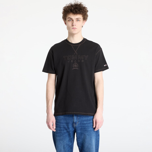 Tričko Tommy Jeans Relaxed Tonal Crest Tee Black M