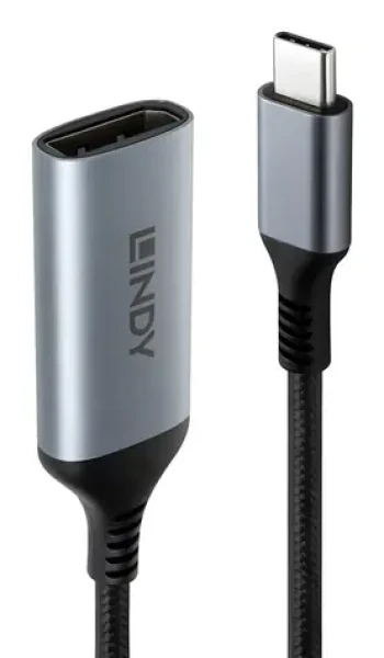 Lindy USB-C na DisplayPort 8K60 šedo-čierna / Adaptér / HDR / 0,15 m (43426)