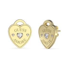 Guess Srdiečkové náušnice z pozlátenej ocele Guess Amore JUBE05058JWYGT/U
