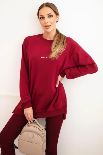 Dámska bavlnená mikina a legíny s nápisom Minimal bordová UNI