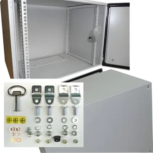 Opticord OCRACK / Vonkajší nástenný rozvádzač / 19" / 6U / 400 mm / IP55 / plechové dvere (9051)