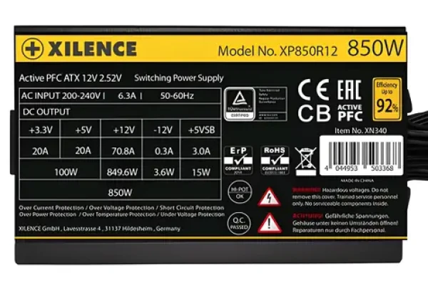 Xilence Gaming Gold 850W / Napájací zdroj / 80PLUS Gold / nemodulárny / 120mm / ATX (XN340)
