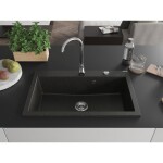 MEXEN MEXEN - Elix granitový drez 1-miska 800 x 500 mm, čierna/zlatá metalik, sifón chróm 6527801005-75