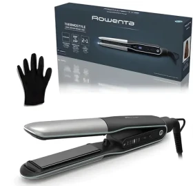 Rowenta Thermostyle SF7120E0 čierno-strieborná / Žehlička na vlasy / Ovládanie gombíky / 100-240 V (SF7120E0)