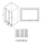 CERANO - Sprchové zalamovacie dvere Volpe L/P - 6 mm - chróm, transparentné sklo - 110x190 CER-482719