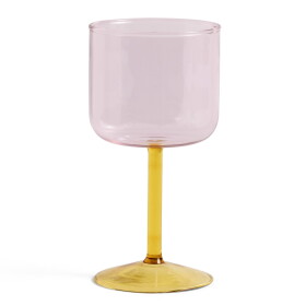 HAY Pohár na víno Tint Pink/Yellow – set 2 ks
