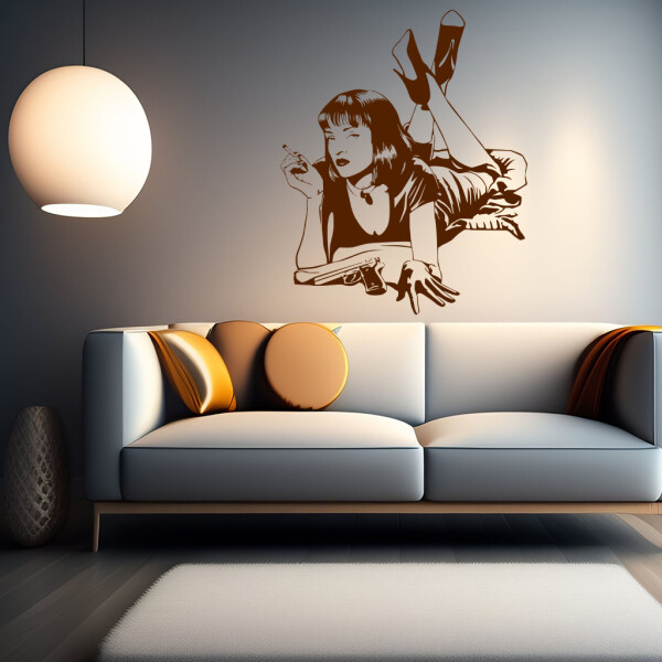 Veselá Stena Samolepka Pulp Fiction Farba: hnědá, Veľkosť: 40 x 50 cm