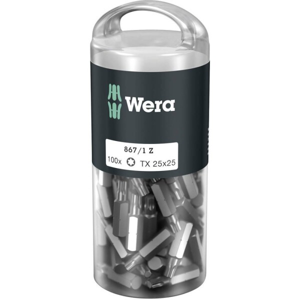 Wera 867/1 Z TORX® DIY 100 SiS, 05072449001 bit Torx T 25, nástrojová ocel, legované, vysoko pevné, D 6.3, 100 ks; 05072449001