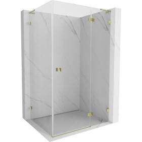 MEXEN/S - Lunar L sprchový kút dvere krídlové pravá 70 x 80, transparent, zlato 834L-070-080-50-00-P