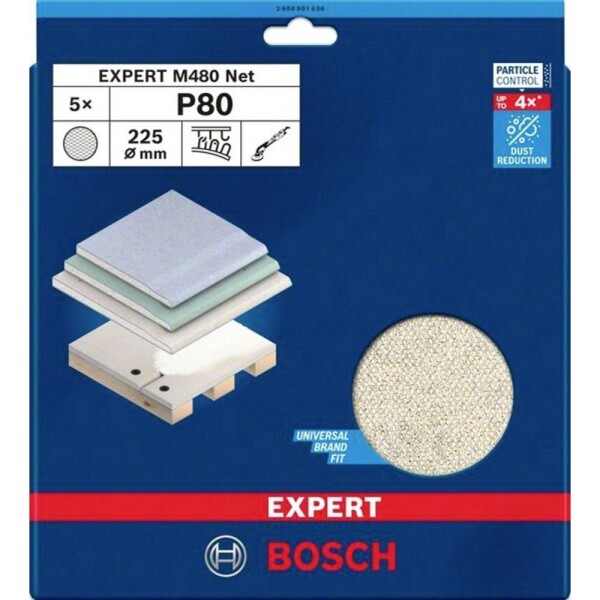 Bosch Accessories 2608901636 brúsna sieť pre brúsky na sadrokartón Zrnitosť 80 (Ø) 225 mm 5 ks; 2608901636