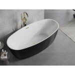 MEXEN/S - Lira voľne stojaca vaňa vzor 170 x 80, biela/čierna, sifón a prepad zlatá kartáčovaná 52831708075-55