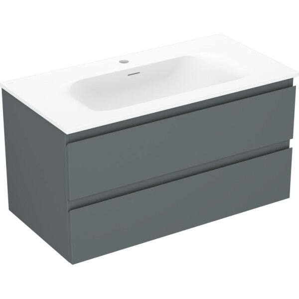 MEXEN/S - Orio kúpeľňová skrinka 90 cm s umývadlom Vela, 2 zásuvky, grafit mat/biela mat 91A10-09047-2-BFF66-W23M01