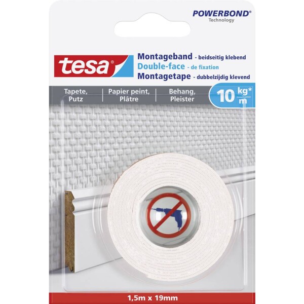 Tesa WALLPAPER 77742-00000-00 montážna páska tesa® POWERBOND biela (d x š) 1.5 m x 19 mm 1 ks; 77742-00000-00