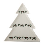 Bloomingville Krémový servírovací tanier s vianočným motívom z kameniny Berry