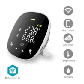 Nedis Monitor kvality ovzdušia / Wi-Fi / Vrátane displeja / SmartLife / Android iOS (WIFISA20CBK)