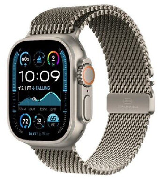 Apple Watch Ultra 2 GPS+Cellular 49mm Prírodné titánové telo - Prírodný titánový milánsky ťah (L) / 180-210 mm (MX5T3)