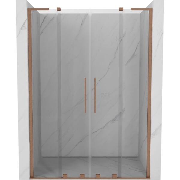 MEXEN/S - Velar L Duo posuvné sprchové dvere 150, transparent, meď kartáčovaná 871-150-003-02-65