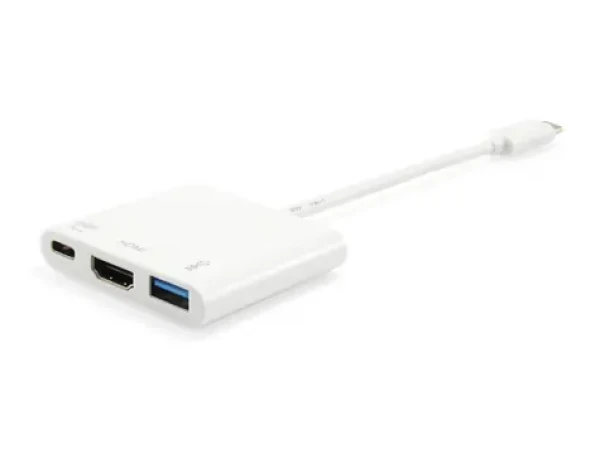 Equip Dock USB-C 3v1 biela / Dokovacia stanica / HDMI / USB-A 3.2 / USB-C PD 60W / 0,15 m (133461)