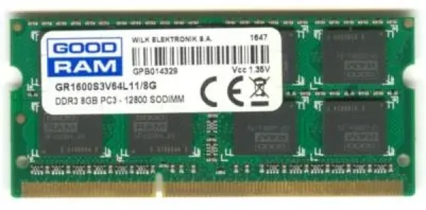 GOODRAM 8GB 1600MHz / SODIMM / DDR3 / CL11 / 1.35V (GR1600S3V64L11/8G)