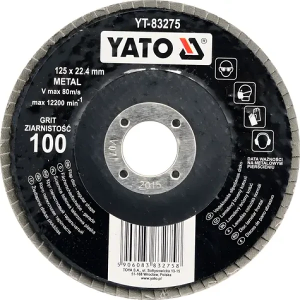 YATO Lamelový kotúč na kov / Brúsny kotúč / P80 / 125 x 22,4 mm