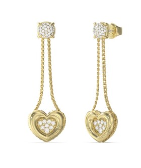 Guess Jedinečné visiace náušnice s kryštálmi LOVE JUBE05462JWYGT/U